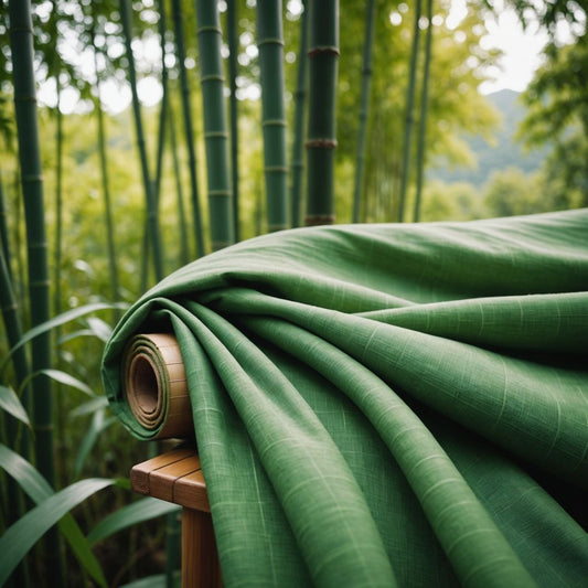 Bamboo and cotton fabrics comparison with nature background.