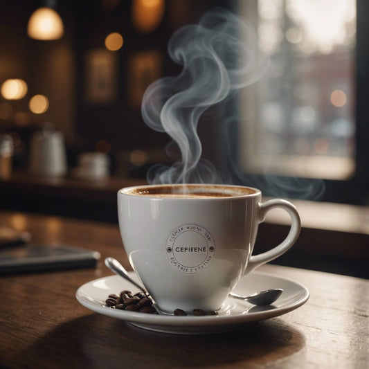 Steaming coffee cup with menstrual calendar, illustrating the impact of caffeine on menstrual cycles.