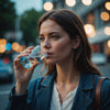 Woman drinking water to prevent urinary tract infections