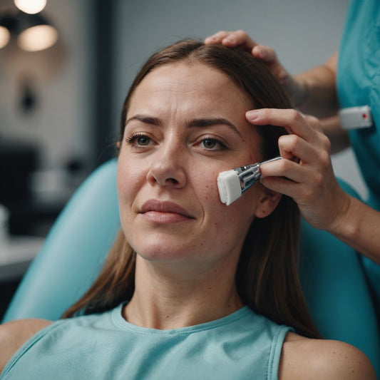 Woman in pain during hair removal treatment session