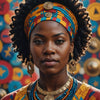 Ayomide Odumosu, a celebrated woman of color, depicted with symbols of strength and unity.