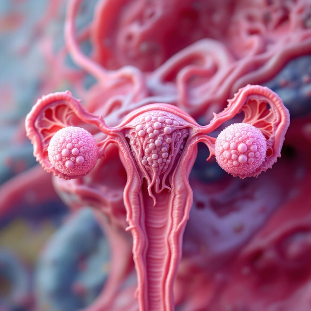 Hyper-realistic image of the ovarian cycle anatomy.