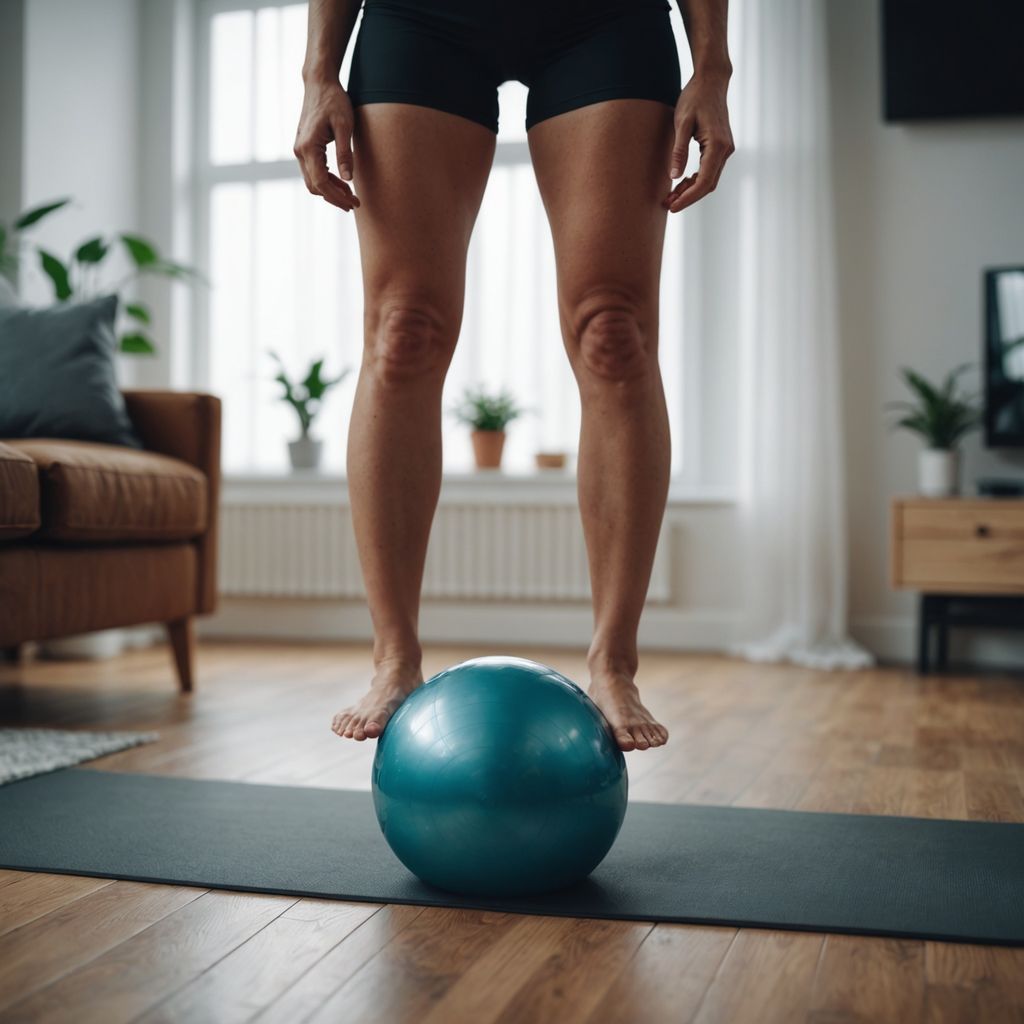 Person doing pelvic floor exercises on a yoga mat.