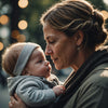 Mother holding baby, promoting 1-for-1 health donations