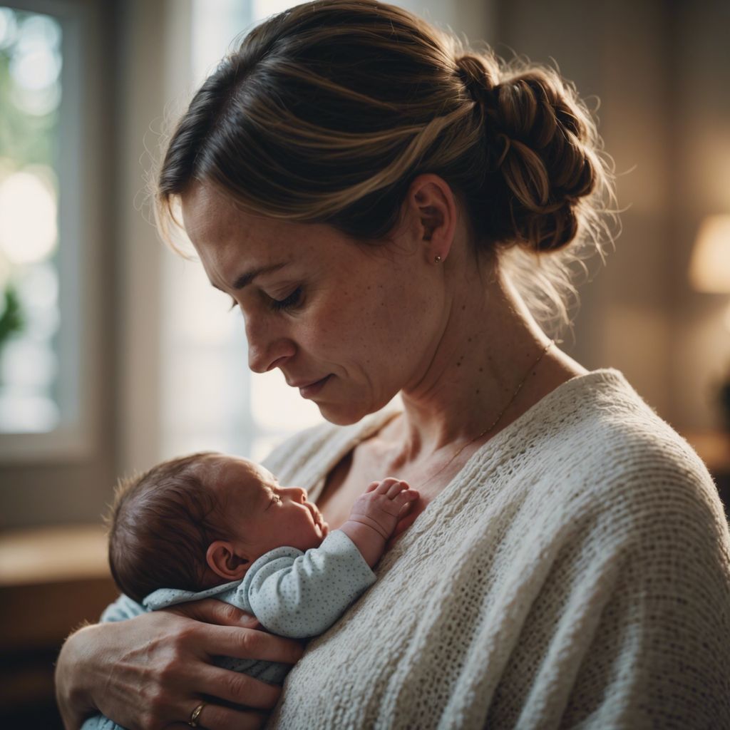 New mother cradling newborn, highlighting the importance of pelvic health in postpartum recovery.