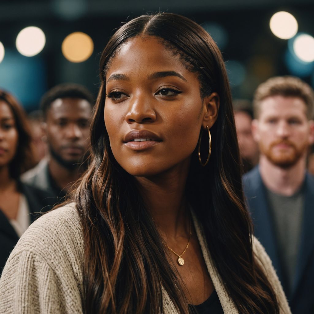 Keke Palmer speaking emotionally at an event.