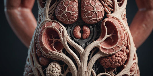 Medical illustration of stage 4 adenomyosis with thickened uterine walls and lesions.