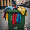 Clothes in recycling bin for HELPSY textile program.