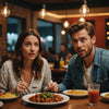 Couple surprised by spicy food during date night