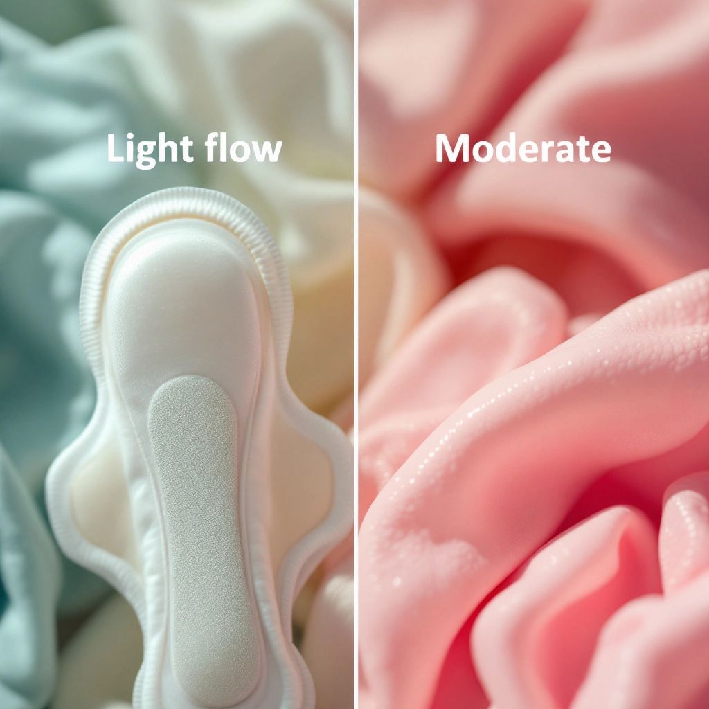 Menstrual products in different sizes for period flow.