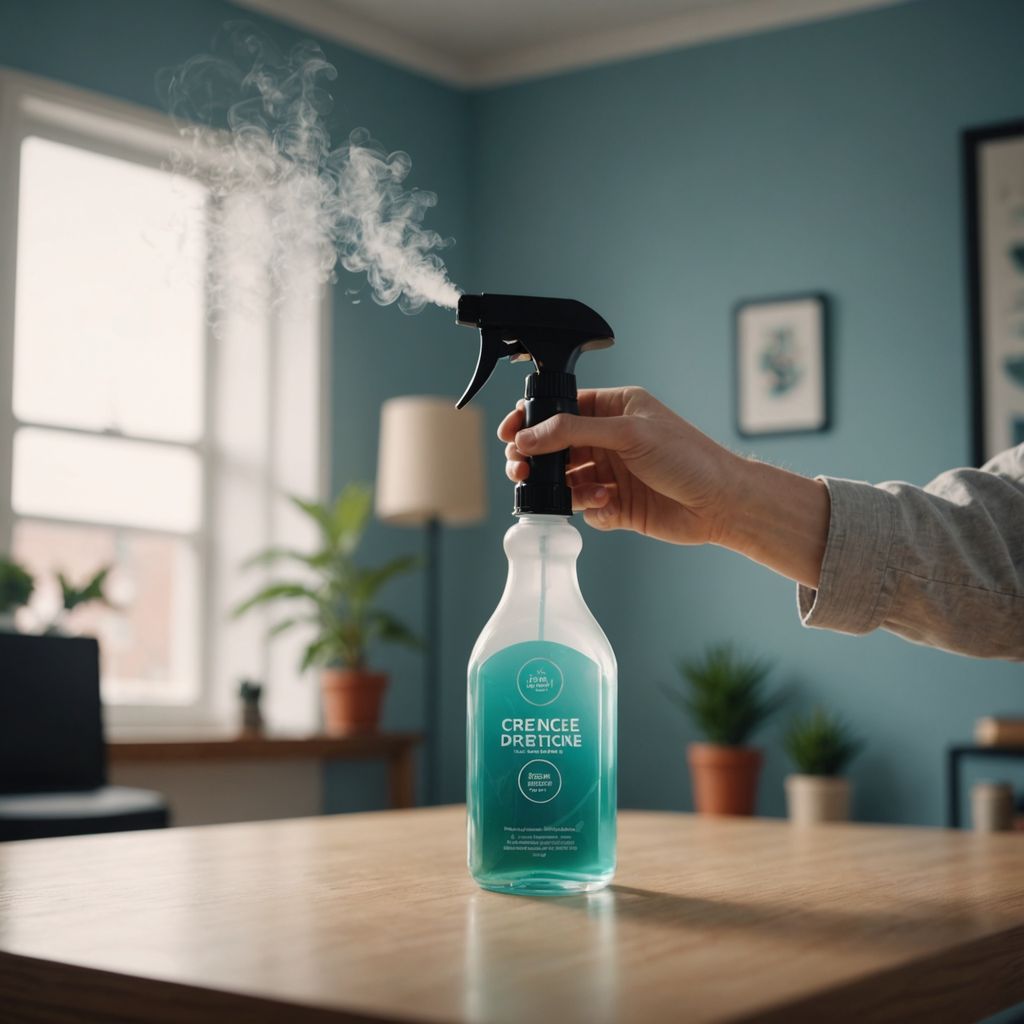 Air freshener being sprayed in a clean room.