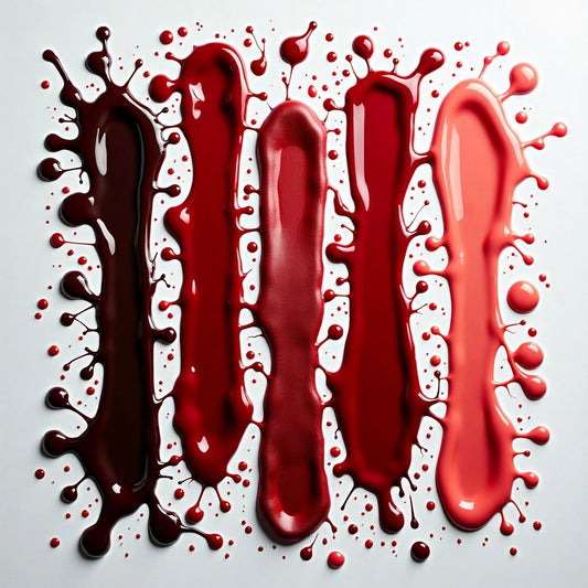 Various shades of period blood on a white background.