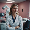 Anxious woman at clinic for her first mammogram appointment.