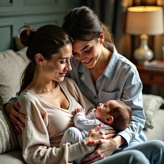 Lactation consultant assisting a new mother with her baby.