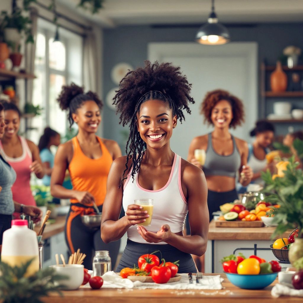 Diverse women participating in health activities together.