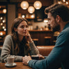 Couple talking openly in a comfortable environment