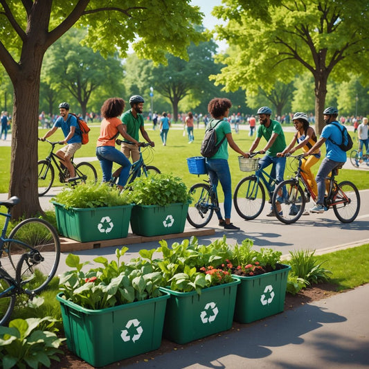 People doing eco-friendly activities in a park.