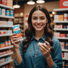 Confident woman holding period care products