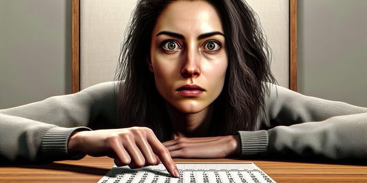 woman looking worried checking calendar menstrual cycle