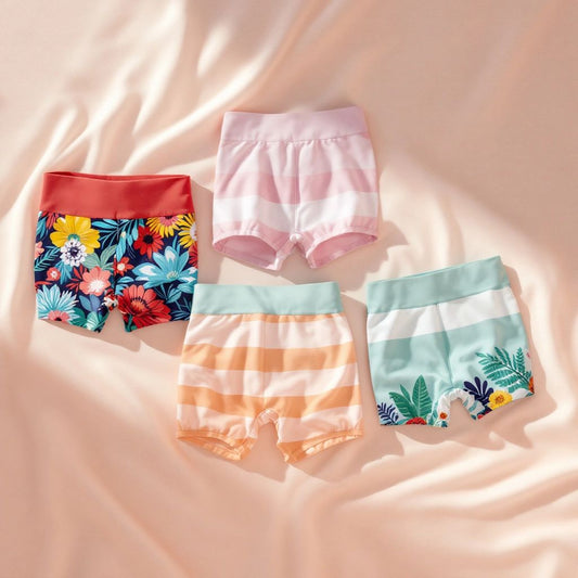 Stylish period shorts in vibrant colors on display.