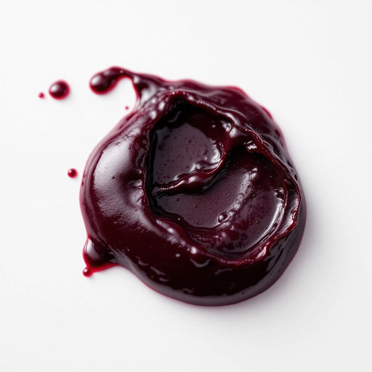 Close-up of dark menstrual blood on a light background.