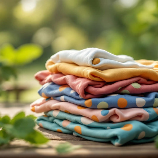 Colorful modern cloth nappies in a natural setting.