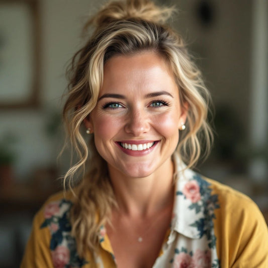 Rosie Waterland smiling in a natural light setting.