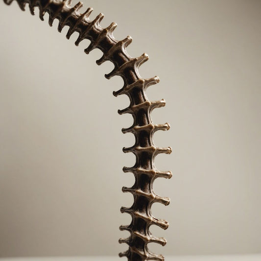 Illustration of a human spine with a noticeable curve, highlighting the effects of scoliosis on spinal alignment.