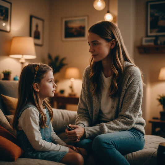 Girl nervously talking to her mom about her period