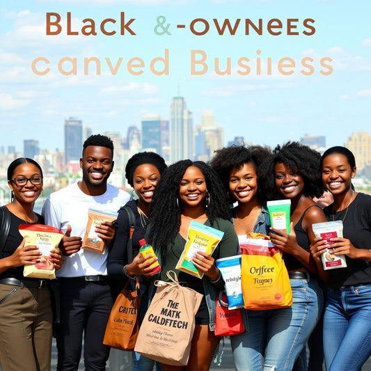 Diverse group showcasing black-owned business products