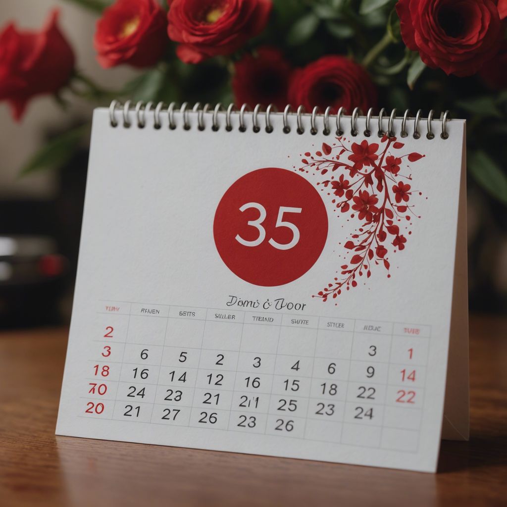 A calendar with a red circle around a date, symbolizing a menstrual cycle, with floral patterns in the background.