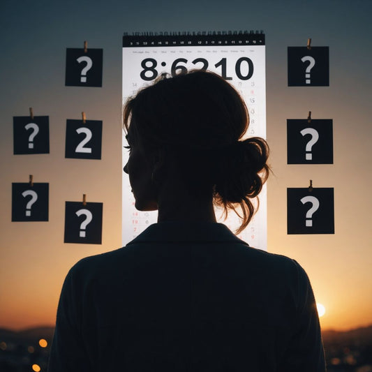 Silhouette of woman with calendar and question marks