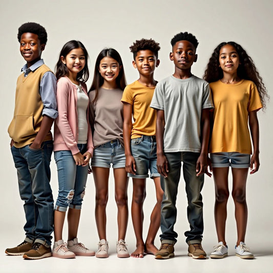 Diverse adolescents illustrating stages of puberty.