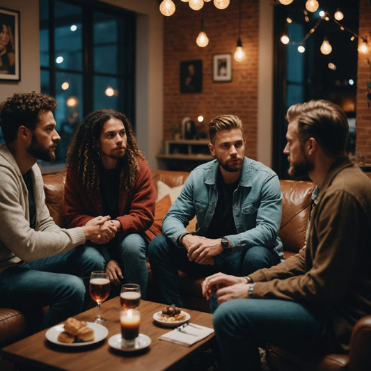 Group of people talking about polyamory in a room.