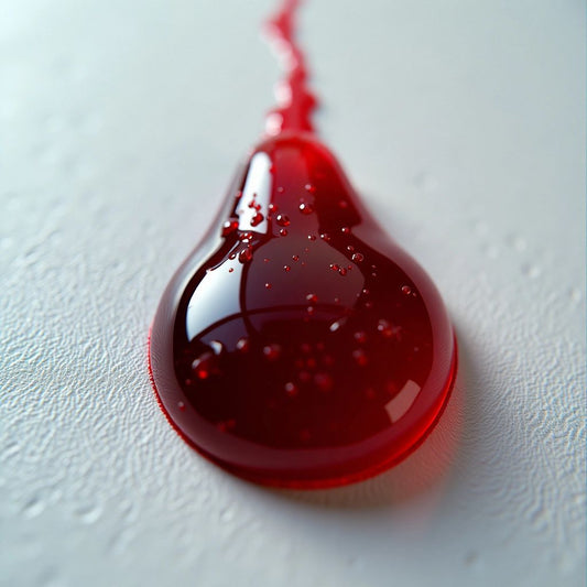 Close-up of period blood droplet